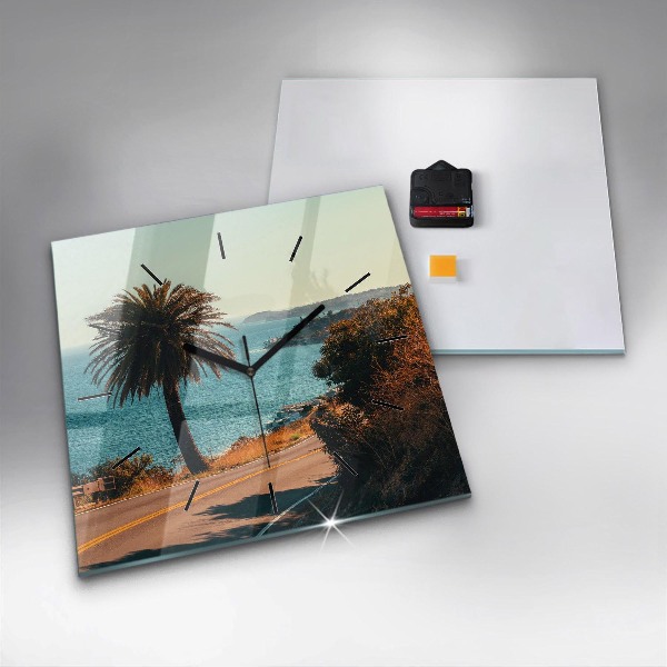 Wanduhr quadratisch Palmen in Malibu