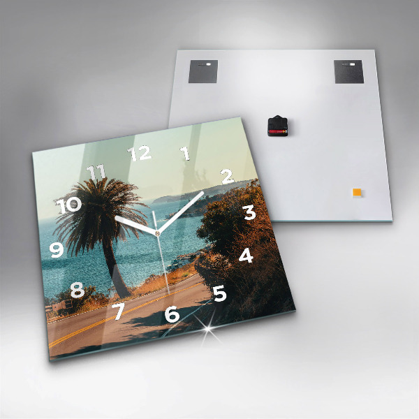 Wanduhr quadratisch Palmen in Malibu