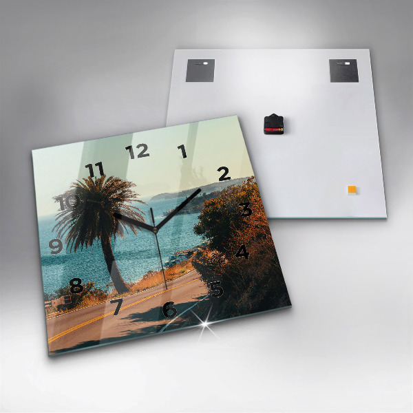 Wanduhr quadratisch Palmen in Malibu