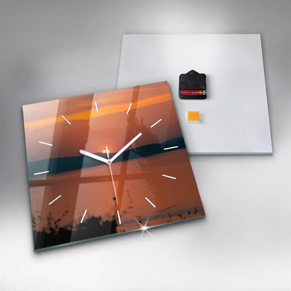 Wanduhr quadratisch Balaton am Abend