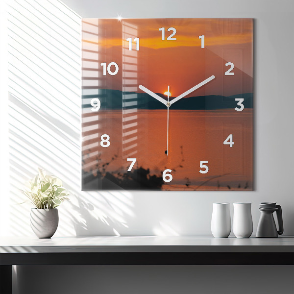 Wanduhr quadratisch Balaton am Abend