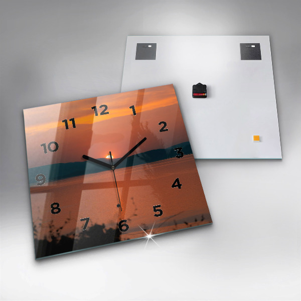 Wanduhr quadratisch Balaton am Abend