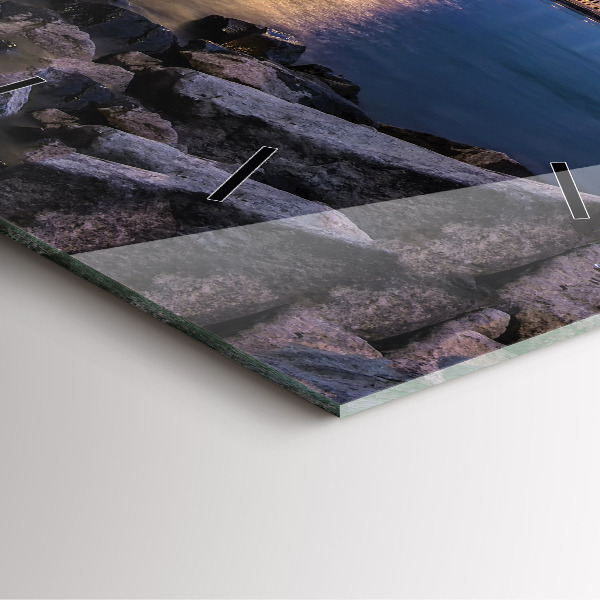 Wanduhr quadratisch mit motiv Felsenufer unter der Brücke