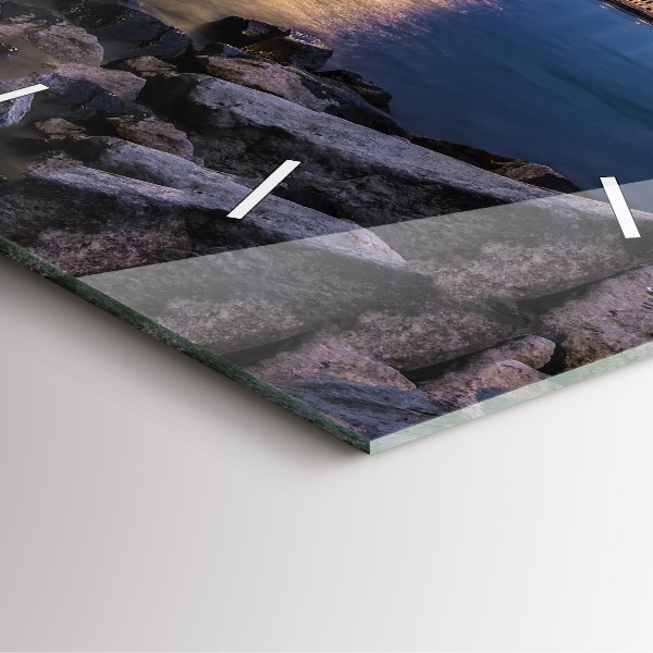 Wanduhr quadratisch mit motiv Felsenufer unter der Brücke