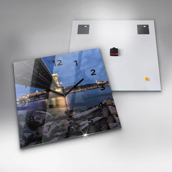 Wanduhr quadratisch mit motiv Felsenufer unter der Brücke