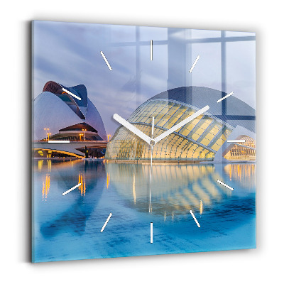 Wanduhr quadratisch Sonnenuntergang in der Stadt