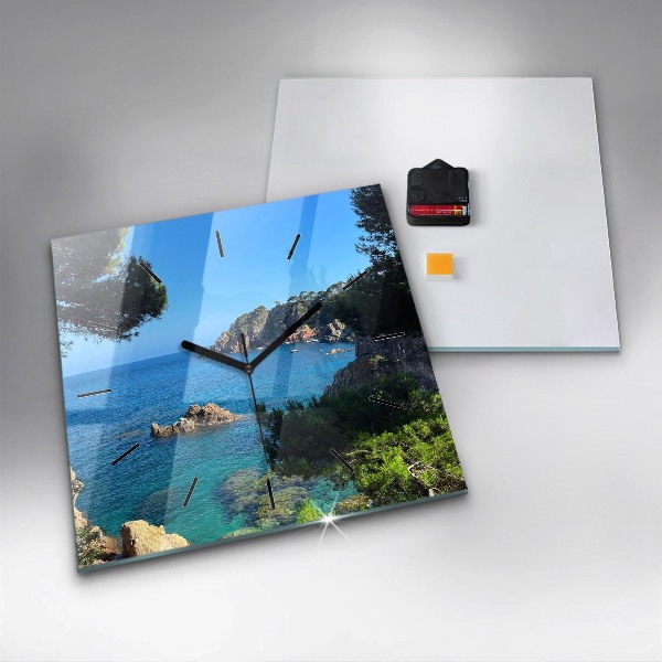 Wanduhr quadratisch mit motiv Costa Brava