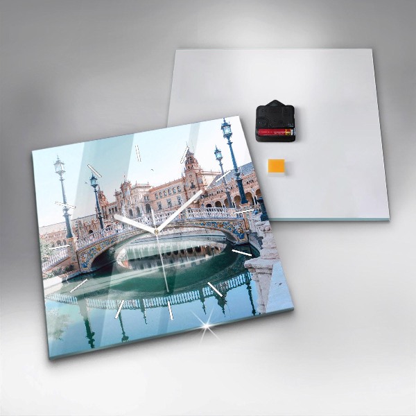 Wanduhr modern quadratisch Spanischer Platz in Sevilla