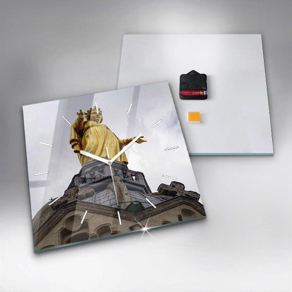 Wanduhr modern quadratisch Marienstatue in Lyon