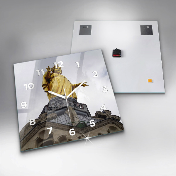 Wanduhr modern quadratisch Marienstatue in Lyon