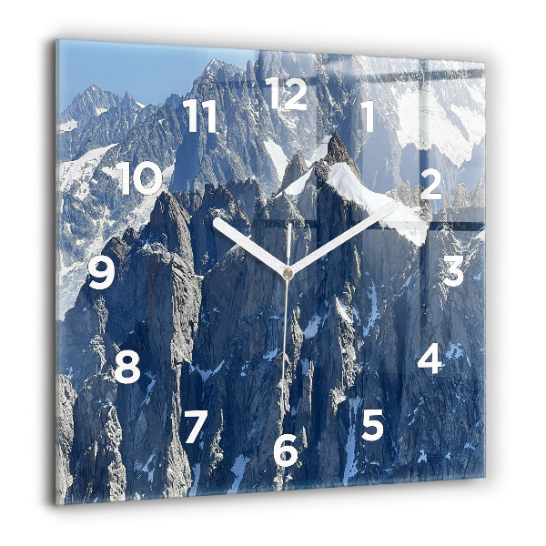 Wanduhr modern quadratisch Die Alpen im Winter