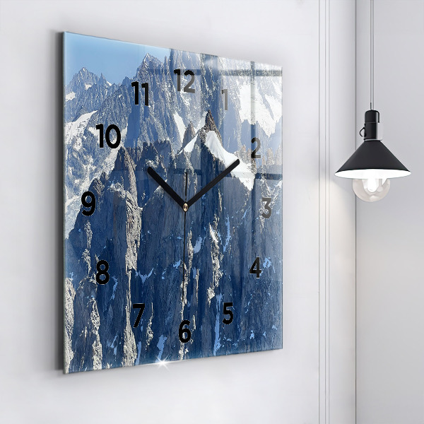 Wanduhr modern quadratisch Die Alpen im Winter