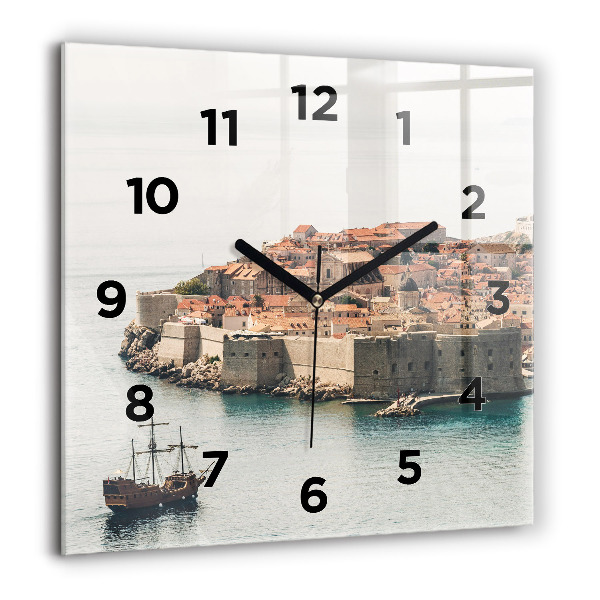 Wanduhr quadratisch mit motiv Segelschiff in Dubrovnik