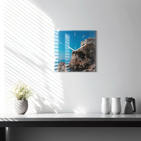 Wanduhr quadratisch mit motiv Klippen von Dubrovnik