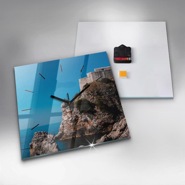 Wanduhr quadratisch mit motiv Klippen von Dubrovnik
