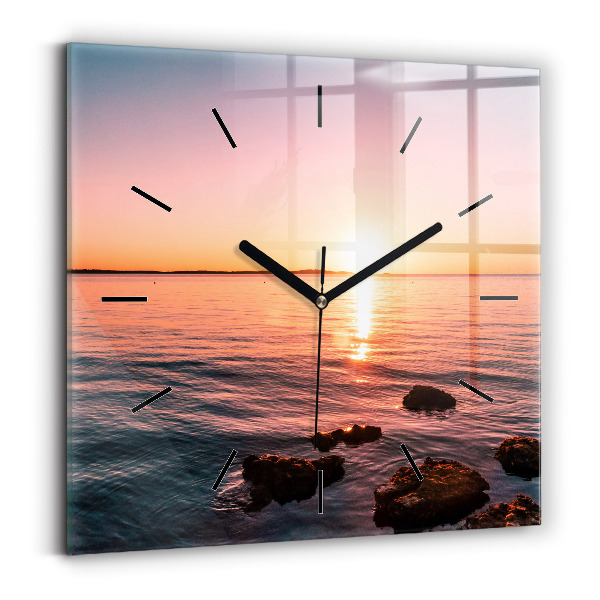 Wanduhr quadratisch mit motiv Felsen bei Sonnenuntergang