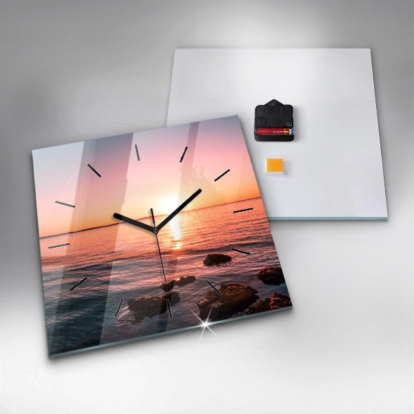 Wanduhr quadratisch mit motiv Felsen bei Sonnenuntergang