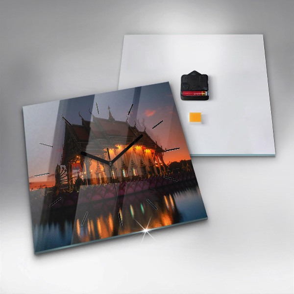 Wanduhr quadratisch mit motiv Tempel in Bangkok