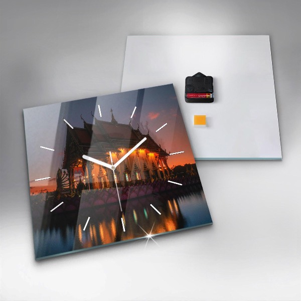 Wanduhr quadratisch mit motiv Tempel in Bangkok