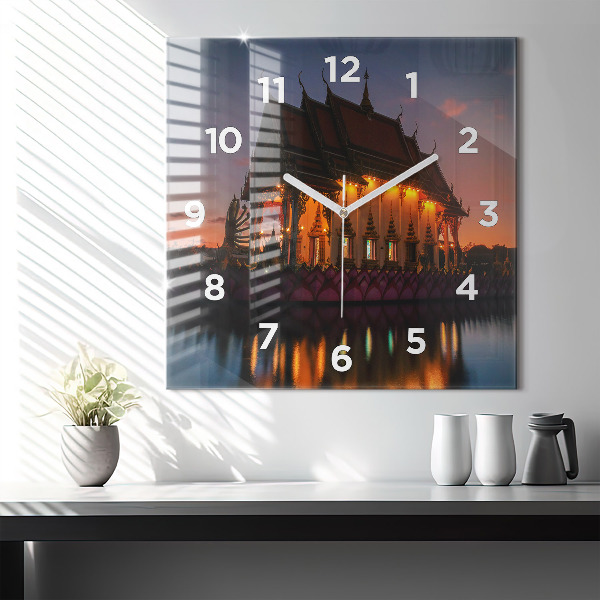 Wanduhr quadratisch mit motiv Tempel in Bangkok