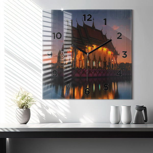 Wanduhr quadratisch mit motiv Tempel in Bangkok