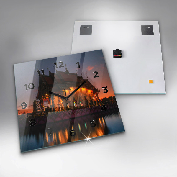 Wanduhr quadratisch mit motiv Tempel in Bangkok