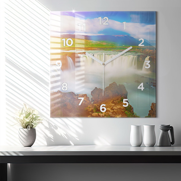 Wanduhr quadratisch Godafoss in Island