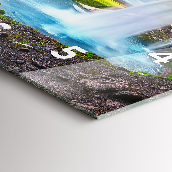 Wanduhr quadratisch mit motiv Wasserfall in Island