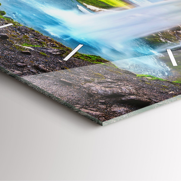 Wanduhr quadratisch mit motiv Wasserfall in Island
