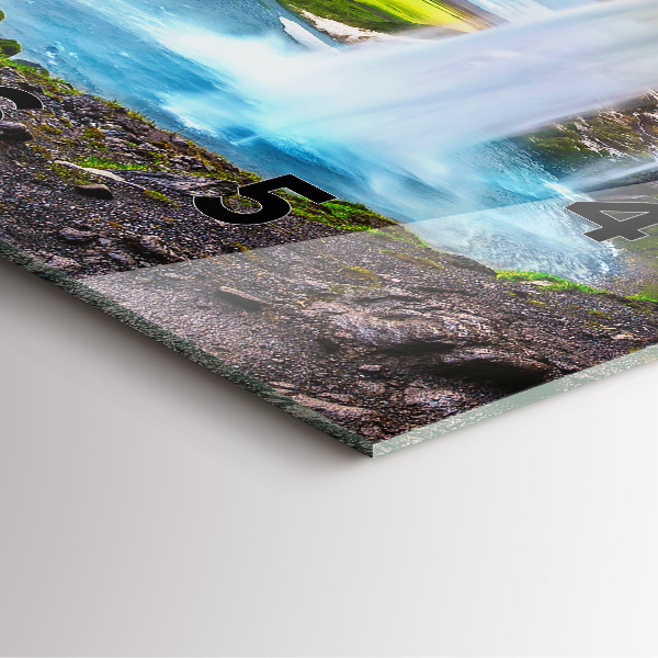 Wanduhr quadratisch mit motiv Wasserfall in Island