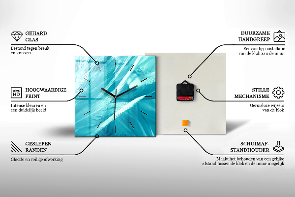 Wanduhr modern quadratisch Wasserfall in Island
