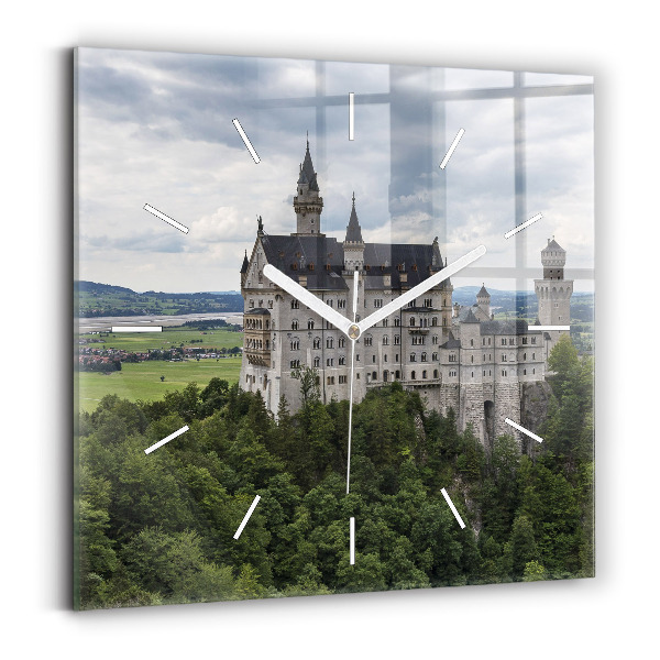 Wanduhr quadratisch mit motiv Schloss Neuschwanstein
