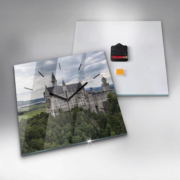Wanduhr quadratisch mit motiv Schloss Neuschwanstein