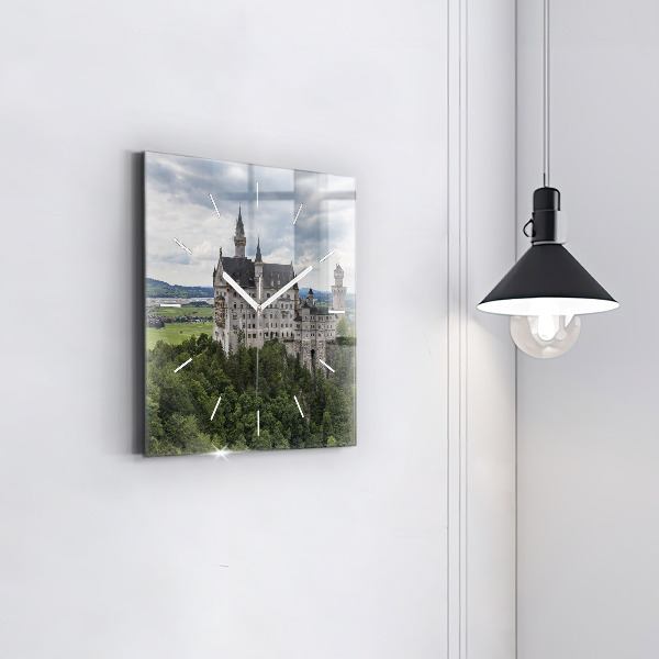 Wanduhr quadratisch mit motiv Schloss Neuschwanstein