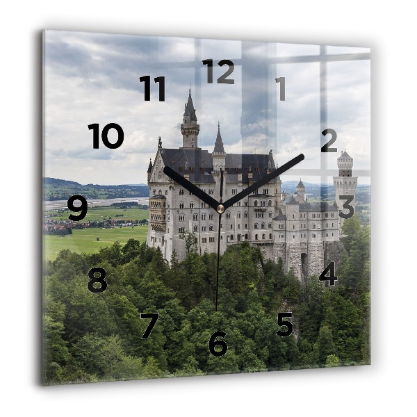 Wanduhr quadratisch mit motiv Schloss Neuschwanstein