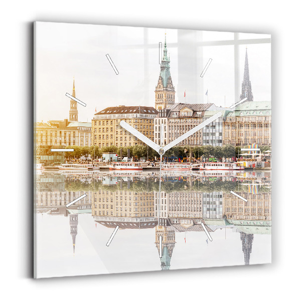 Wanduhr modern quadratisch Hamburg Fluss Deutschland