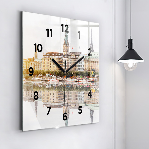 Wanduhr modern quadratisch Hamburg Fluss Deutschland