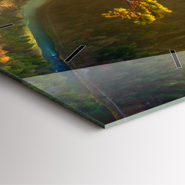 Wanduhr quadratisch mit motiv Sonnenuntergang über den Bergen