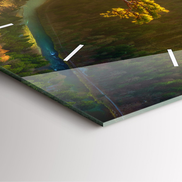 Wanduhr quadratisch mit motiv Sonnenuntergang über den Bergen