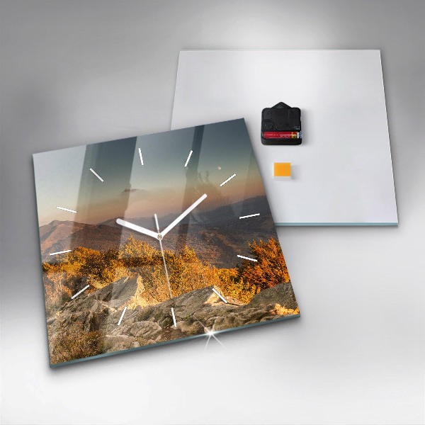 Wanduhr quadratisch mit motiv Bieszczady-Gebirge
