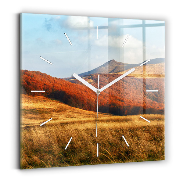 Wanduhr quadratisch Berglandschaft im Herbst