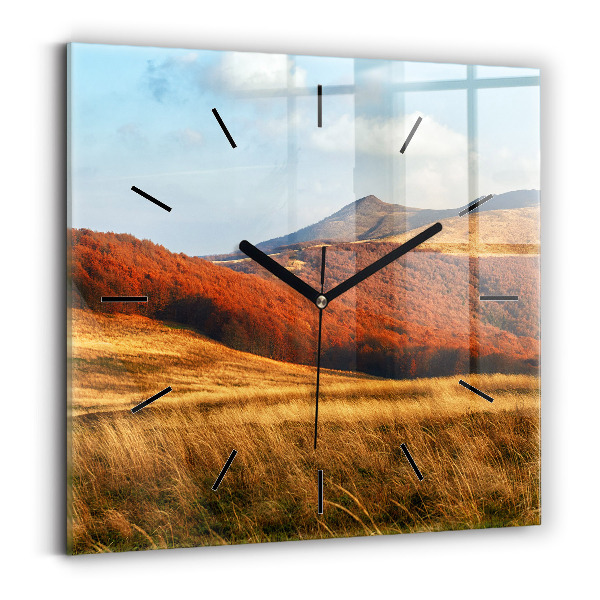 Wanduhr quadratisch Berglandschaft im Herbst