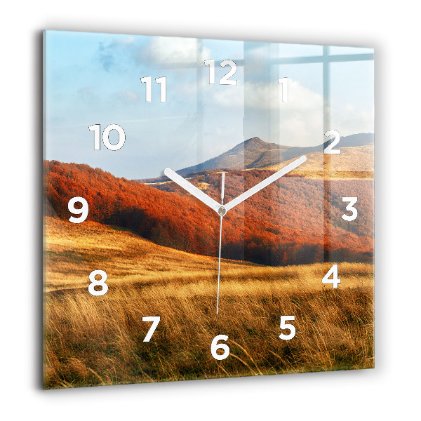 Wanduhr quadratisch Berglandschaft im Herbst