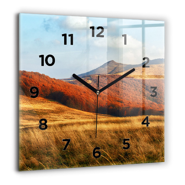 Wanduhr quadratisch Berglandschaft im Herbst