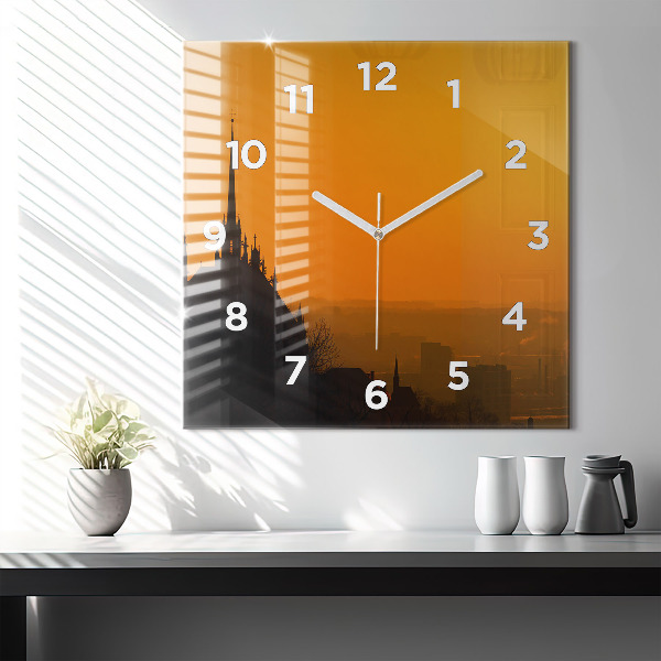 Wanduhr quadratisch Blick auf den Brünner Dom