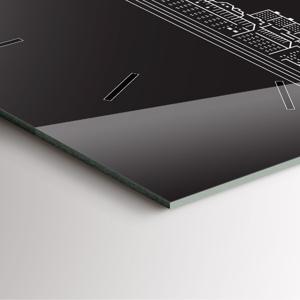 Wanduhr modern quadratisch Zeichnung der Stadt Ostrava