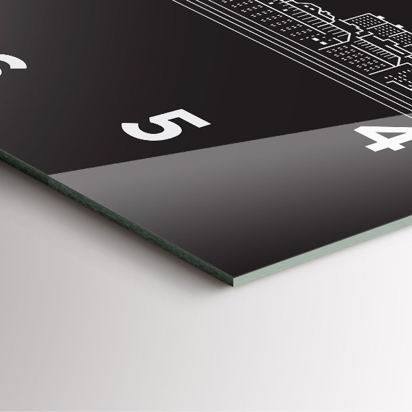 Wanduhr modern quadratisch Zeichnung der Stadt Ostrava