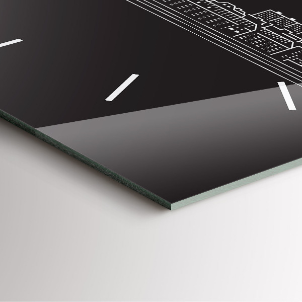 Wanduhr modern quadratisch Zeichnung der Stadt Ostrava