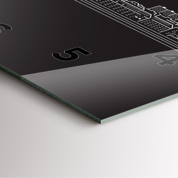 Wanduhr modern quadratisch Zeichnung der Stadt Ostrava