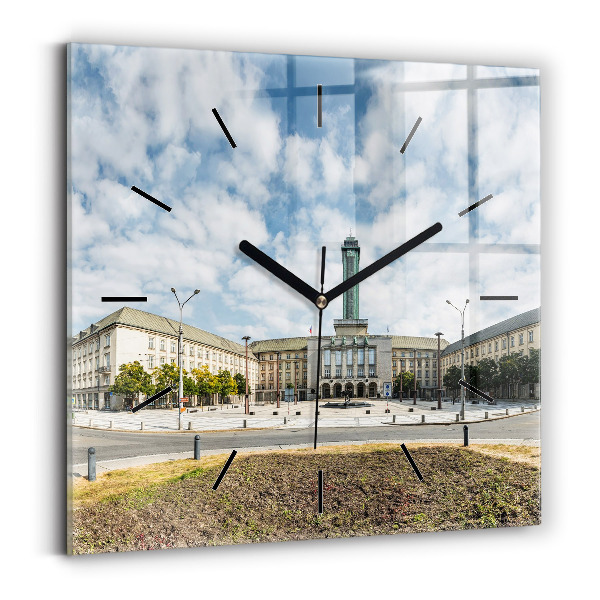 Wanduhr modern quadratisch Panorama von Ostrava